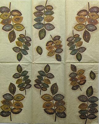 TWO Individual Paper Guest Decoupage Napkins - 1449 Mosaic Leaves