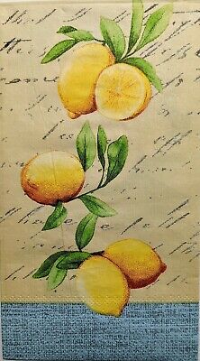 TWO Individual Paper Guest Decoupage Napkins - 1797 Lemon Pucker Script