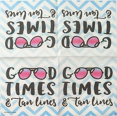 TWO Individual Paper Cocktail Decoupage Napkins - 1767 Good Times Tan Lines