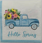 TWO Individual Paper Cocktail Decoupage Napkins - Blue Truck Hello Spring 1189