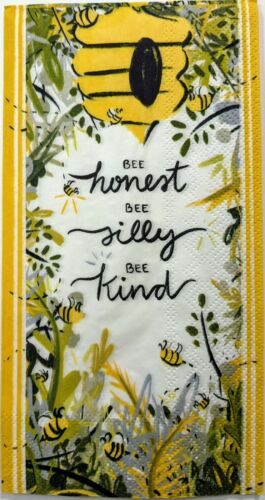 TWO Individual Paper Guest Decoupage Napkins - Bee Honest Silly Kind Too 1300