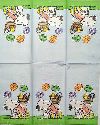 TWO Individual Paper Guest Decoupage Napkins - 1873 Snoopy & Woodstock Easter