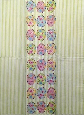 TWO Individual Paper Guest Decoupage Napkins - 1830 Shabby Easter Eggs w Stripes