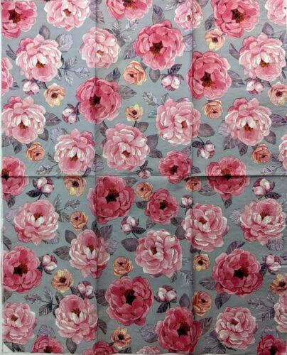 TWO Individual Paper Guest Decoupage Napkins - Pink Floral Romance 1297