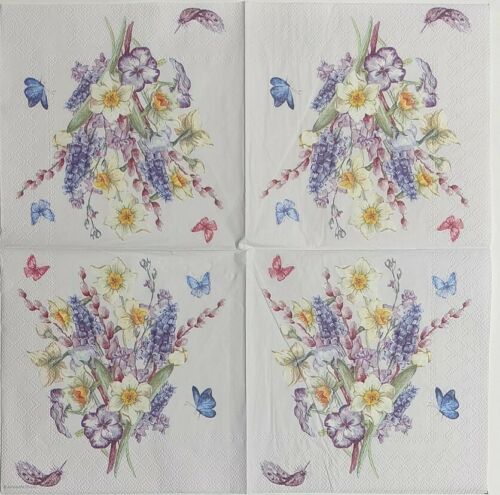 TWO Individual Paper Lunch Decoupage Napkins - Muscari Mix Floral 1068
