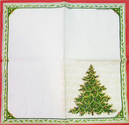 TWO Individual Paper Cocktail Decoupage Napkins - 2180 Classic Christmas Tree