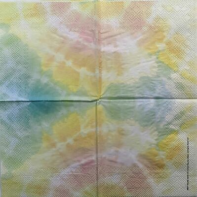 TWO Individual Paper Cocktail Decoupage Napkins - 1423 Tie Dye Sherbert