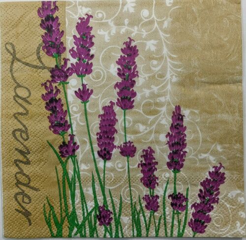 TWO Individual Paper Lunch Decoupage Napkins - Lavender Bloom 1193