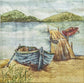 TWO Individual Paper Cocktail Decoupage Napkins - 1948 Rowboat by the Dock