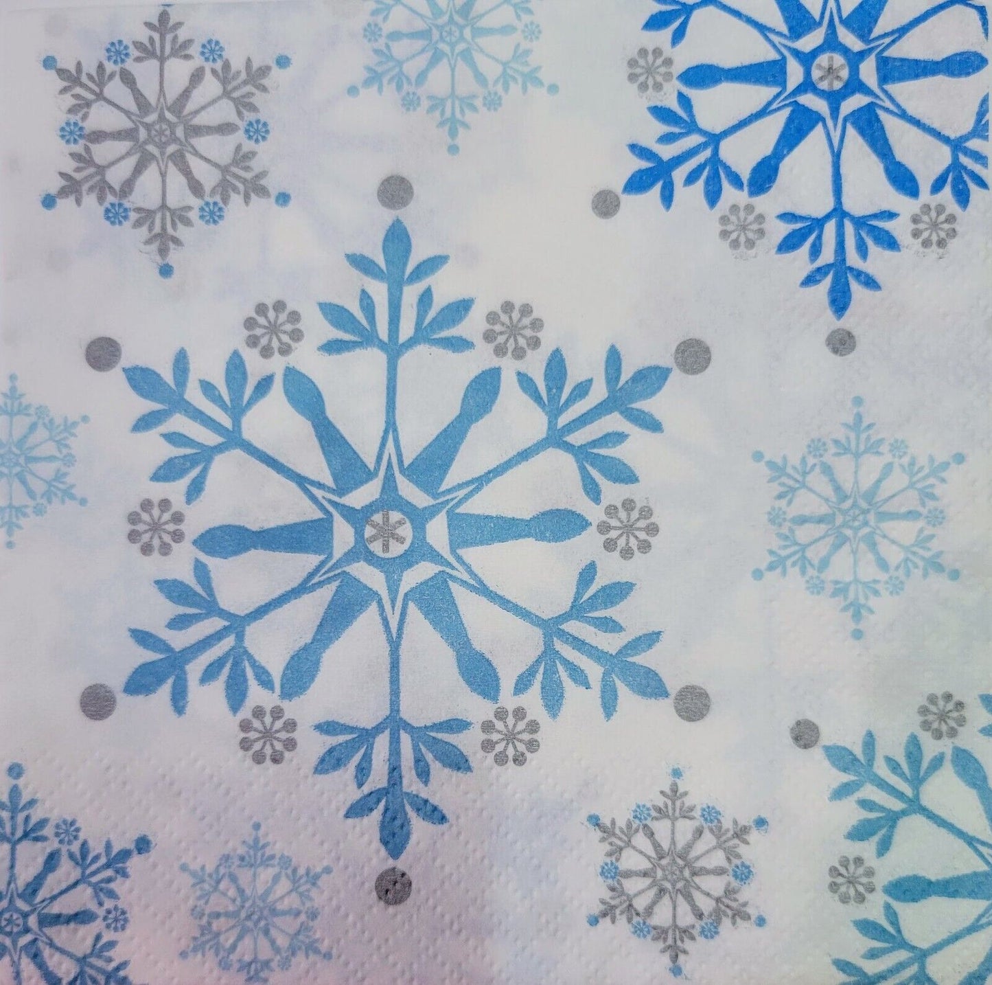 TWO Individual Paper Cocktail Decoupage Napkins - 2188 Winter Snowflakes