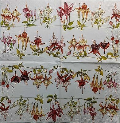 TWO Individual Paper Lunch Decoupage Napkins - 1493 Fuchsia's Floral Library