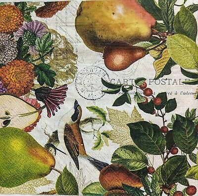 TWO Individual Paper Lunch Decoupage Napkins - 1706 Golden Pear Postage