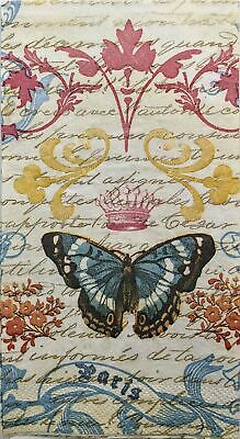 TWO Individual Paper Guest Decoupage Napkins - 1504 Paris Monarch Butterfly