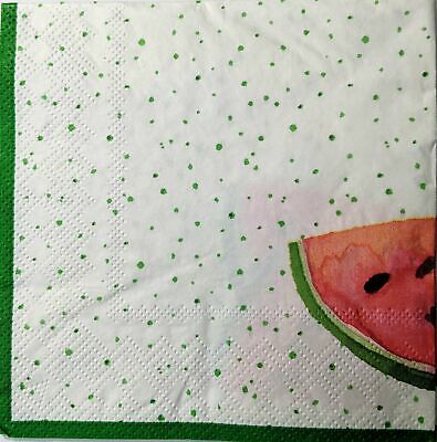 TWO Individual Paper Cocktail Decoupage Napkins - 1530 Summer Watermelon Delight