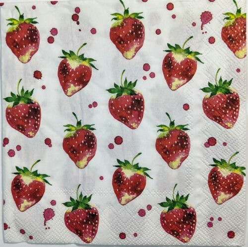 TWO Individual Paper Lunch Decoupage Napkins - Strawberry Summer 1335