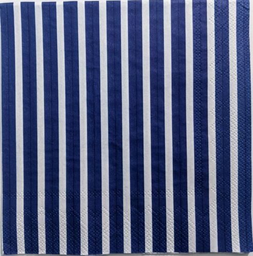 TWO Individual Paper Lunch Decoupage Napkins - Navy Stripes Again 1207