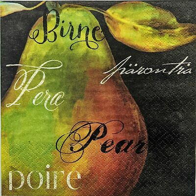 TWO Individual Paper Lunch Decoupage Napkins - 1366 Pear Birne Pera