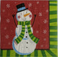 2 Individual Paper Lunch Decoupage Napkins - Jolly Snowman on Red and Green 1074