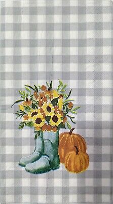 TWO Individual Paper Guest Decoupage Napkins - 1661 Fall Boots on Gray Check