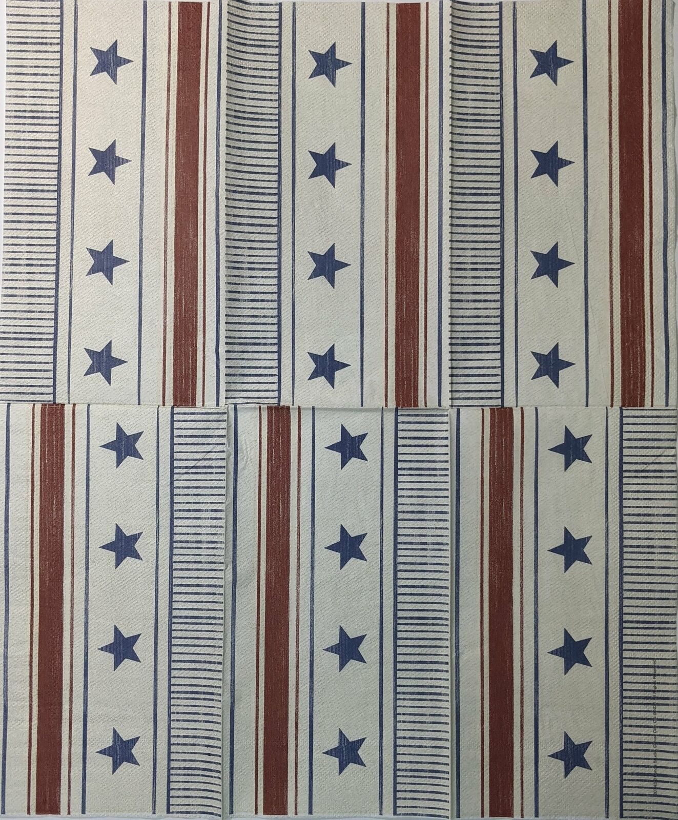 TWO Individual Paper Guest Decoupage Napkins - 1521 Americana Linen Stripes