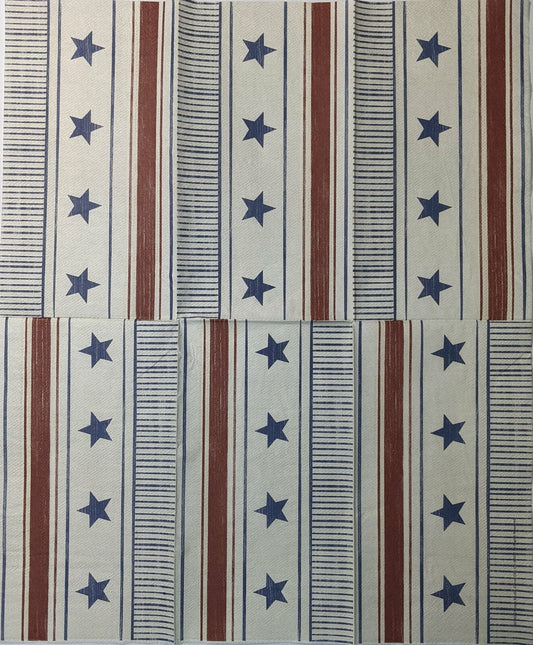 TWO Individual Paper Guest Decoupage Napkins - 1521 Americana Linen Stripes