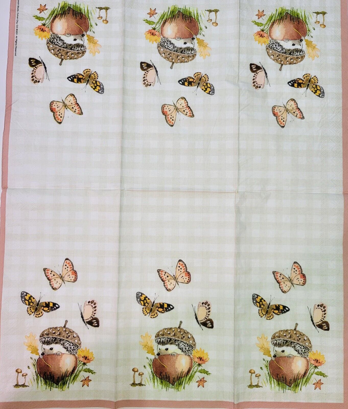 TWO Individual Paper Guest Decoupage Napkins - 2200 Fall Acorn Hedgehog