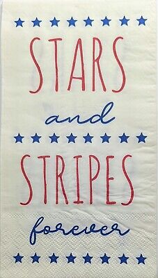 TWO Individual Paper Guest Decoupage Napkins - 2027 Patriotic Forever Stripes