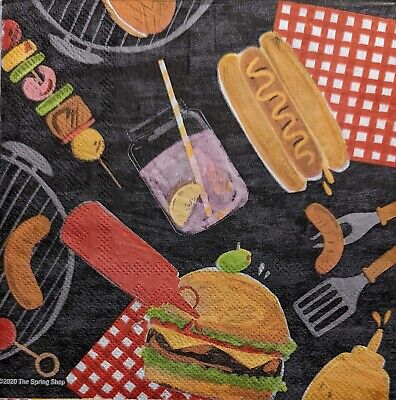 TWO Individual Paper Lunch Decoupage Napkins - 2010 BBQ Barbeque Party