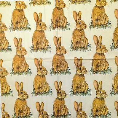 TWO Individual Paper Lunch Decoupage Napkins - 1876 Bunny Poses