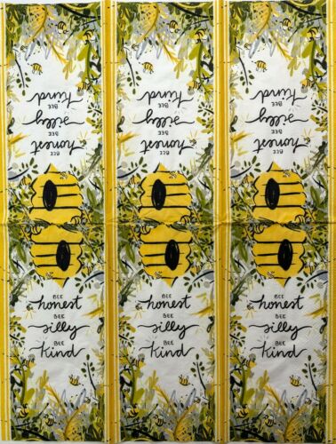 TWO Individual Paper Guest Decoupage Napkins - Bee Honest Silly Kind Too 1300