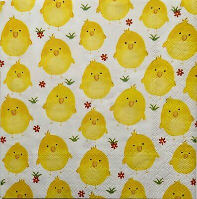 TWO Individual Paper Lunch Decoupage Napkins - 1841 Sweet Spring Chicks