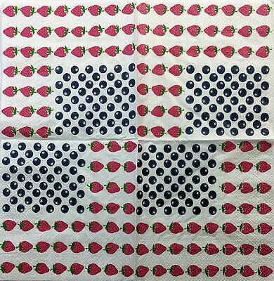 TWO Individual Paper Cocktail Decoupage Napkins - 1386 Patriotic USA Berry Flag