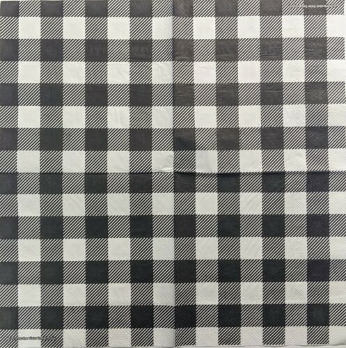 TWO Individual Paper Lunch Decoupage Napkins - Black & White Check 1208