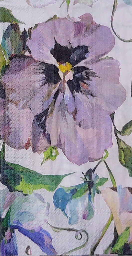 2 Individual Paper Guest Decoupage Napkins - 2324 Martha Purple Majestic Flowers