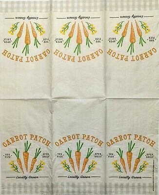 TWO Individual Paper Guest Decoupage Napkins - 1902 Locally Grown Carrot Patch