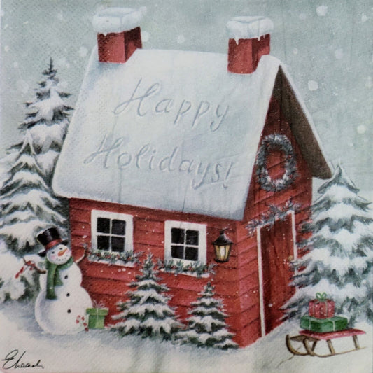 2 Individual Paper Lunch Decoupage Napkins - 2140 Happy Holidays Christmas House