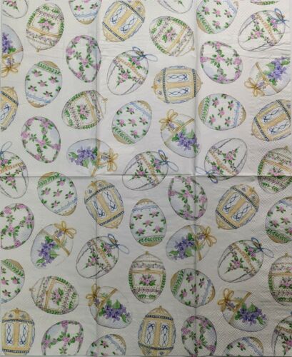 TWO Individual Paper Guest Decoupage Napkins- Decorated Easter Eggs Too 1259