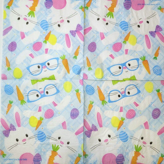 TWO Individual Paper Lunch Decoupage Napkins - 2347 Easter Bunny Fun