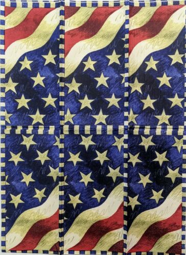 TWO Individual Paper Guest Decoupage Napkins - American Glory Flag 1316