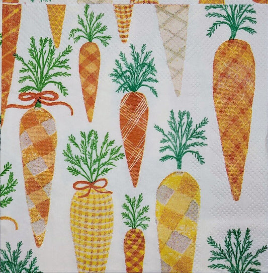 TWO Individual Paper Cocktail Decoupage Napkins - 2350 Farmhouse Carrots