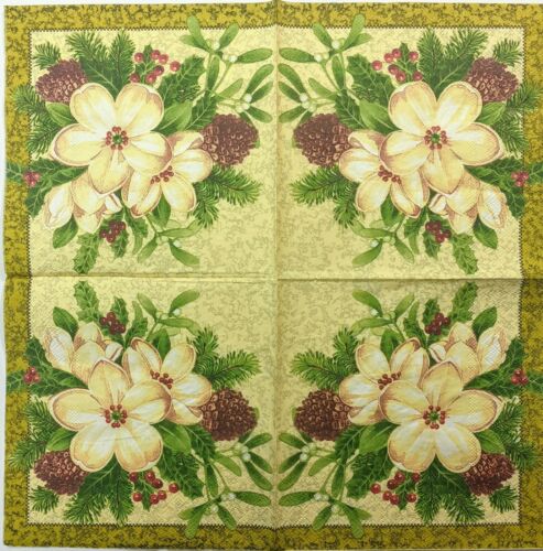 TWO Individual Paper Lunch Decoupage Napkins - Floral Holiday Display 1201