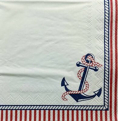 TWO Individual Paper Cocktail Decoupage Napkins - 1398 Nautical Fest Anchor