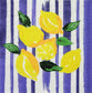 2 Individual Paper Cocktail Decoupage Napkins - 2069 Blue Striped Lemons