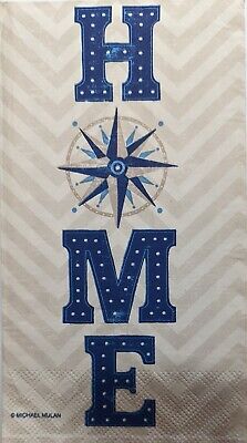 TWO Individual Paper Guest Decoupage Napkins - 2030 Nautical Home Compass