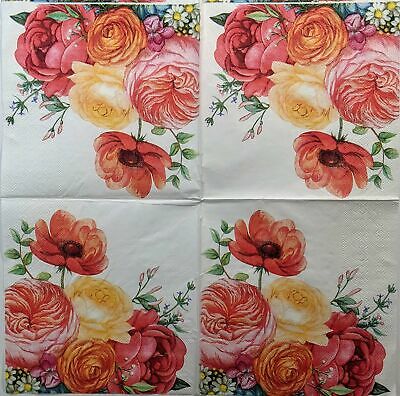 TWO Individual Paper Lunch Decoupage Napkins - 1370 Garden Fresh Flowers