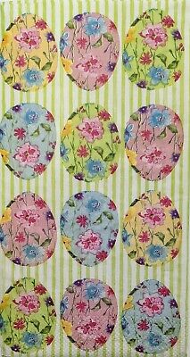 TWO Individual Paper Guest Decoupage Napkins - 1830 Shabby Easter Eggs w Stripes