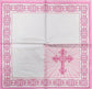 TWO Individual Paper Cocktail Decoupage Napkins - 1915 Pink Communion Cross