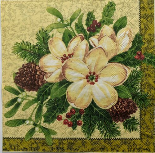 TWO Individual Paper Lunch Decoupage Napkins - Floral Holiday Display 1201