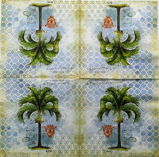 TWO Indivdual Paper Lunch Decoupage Napkins - Royal Palm 1239