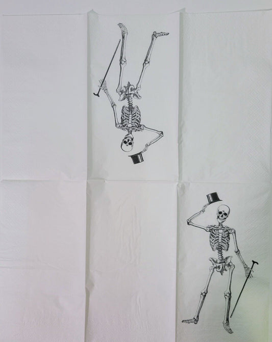 TWO Individual Paper Guest Decoupage Napkins - 2119 Top Hat Skeleton